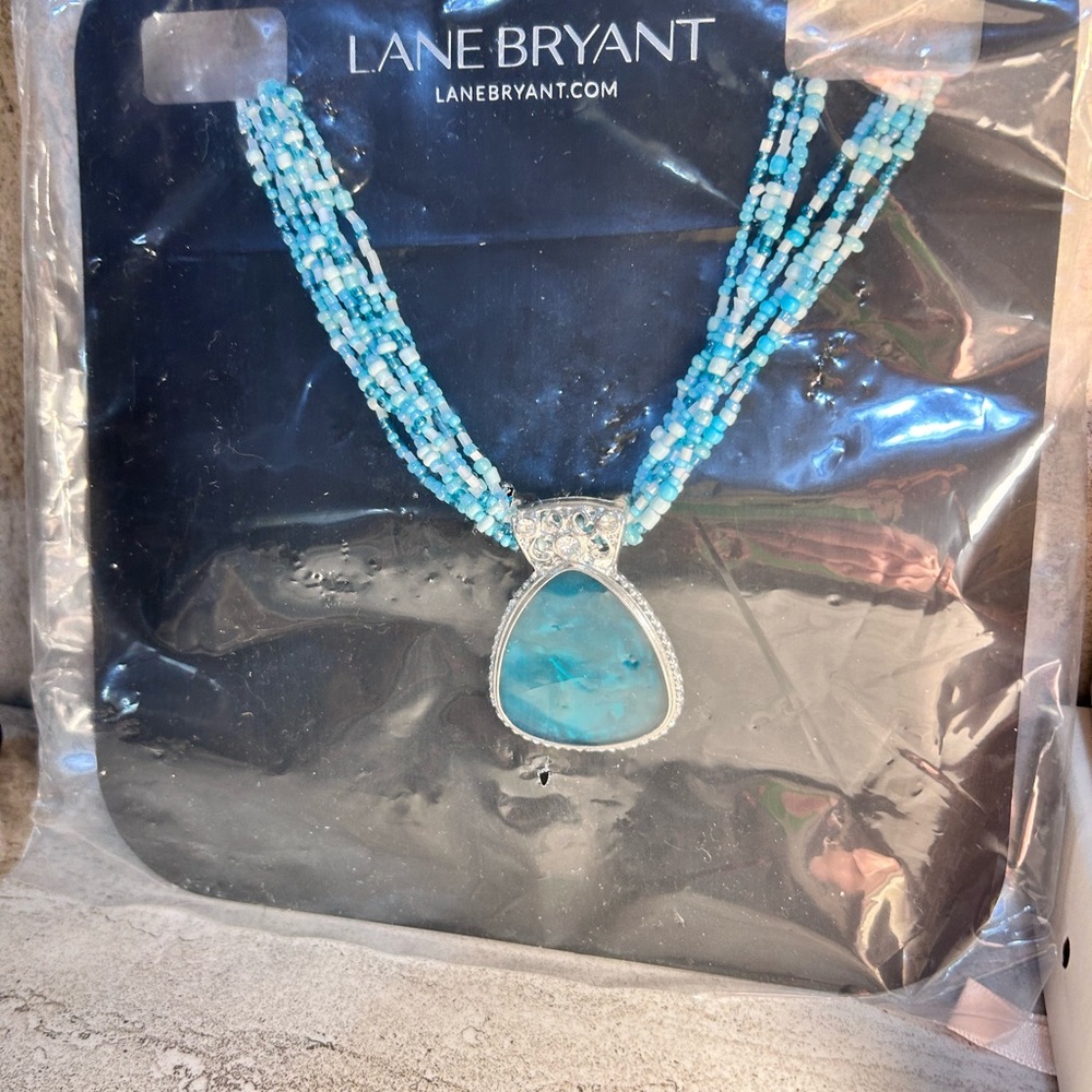 New Necklace Blue Turquoise Beaded Crystal Gem Boho Artsy Classic Statement - Picture 7 of 7